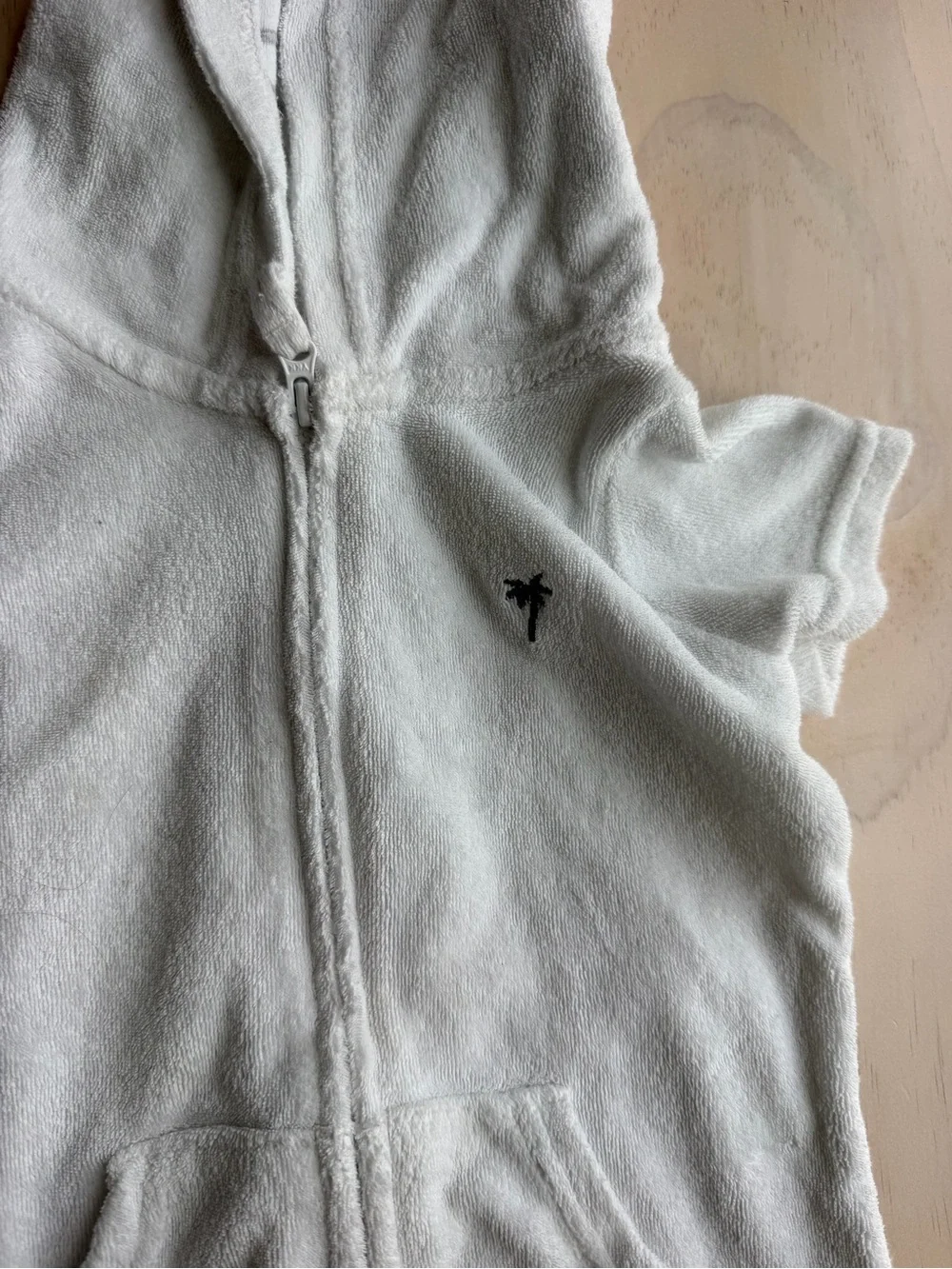 Carter's White Hooded Terry Baby Romper with Gray Stripes